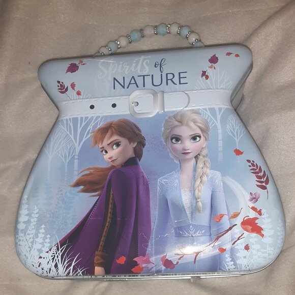 Frozen Tin Carrier Purse Beaded Handle Spirits Of Nature Lunch Box Disney Rare.. - Picture 1 of 6